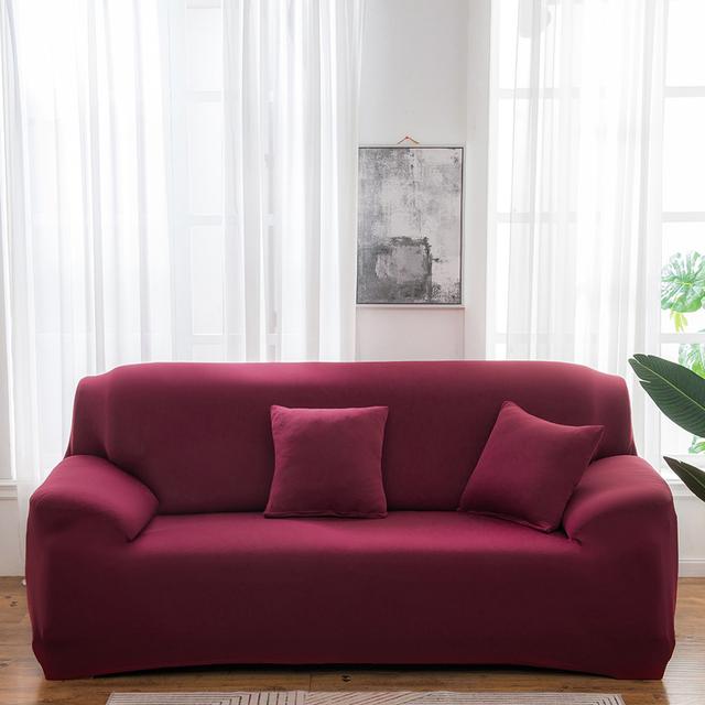 Solid Color Sofa Covers for Living Room Elastic Sofa Cover Corner Couch Cover Slipcover Chair Protector 1/2/3/4 Seater