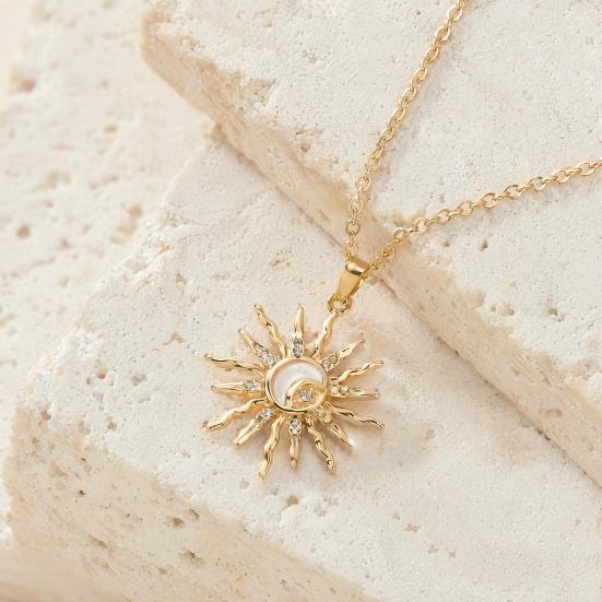 Yousheng Gold Plated Sun Necklace for Women, Sun Moon Pendant Necklace, Jewelry Gifts for Teens Girls, Friends