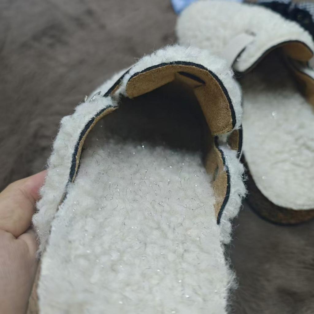 Ladies, Suede Shoes, Fluffy Slippers, Birkent Shoes, Outerwear Shoes, Toe Shoes, Slippers, Warm Shoes