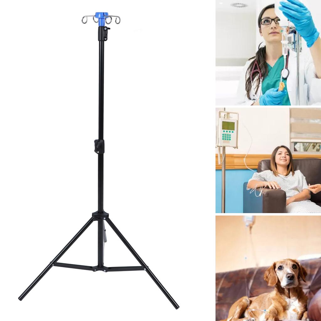 Tripod IV Pole Stand with Hook ABS Iron Steel Portable IV Pole  Floor Stand for Clinic Ho