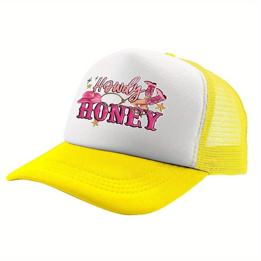 Howdy Honey Western Graphic Trucker Hat Breathable Mesh Casual Outdoor Adjustable Baseball Cap