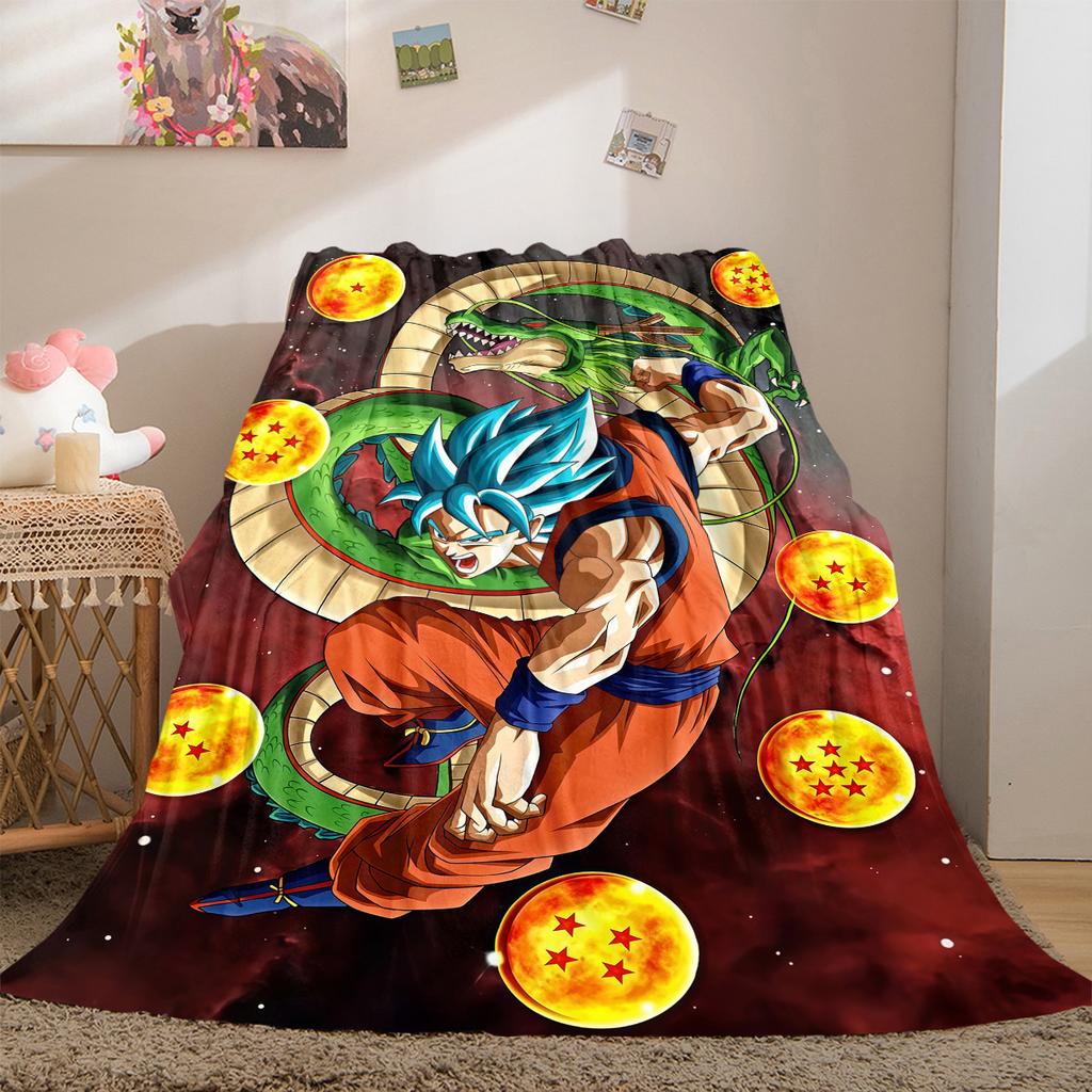 1PC Son Goku  Print Flannel Blanket, High Quality All Seasons, Home Decor, Warmth and Comfort, Perfect for Christmas Gifts