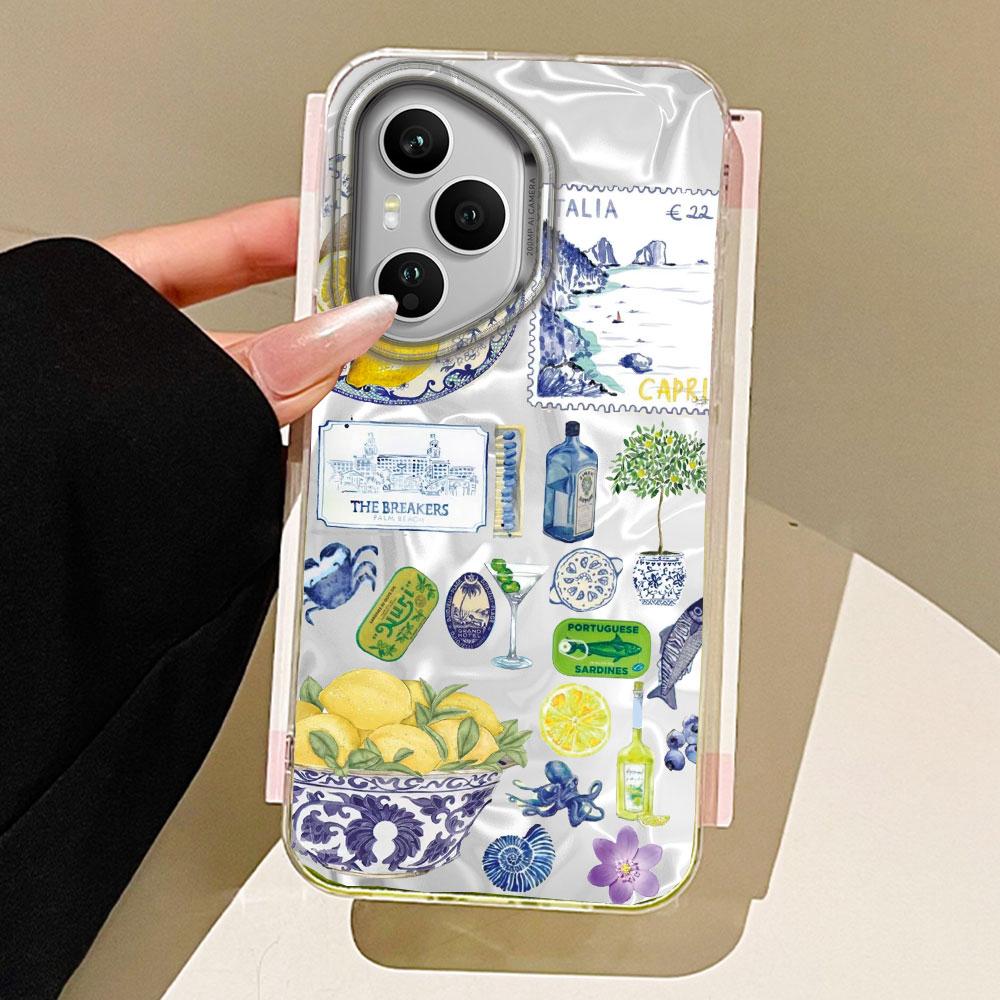 

Чехол для телефона с морским пейзажем, вином и лимоном для Honor 400 200 90Smart Pro Magic7 6 5 70 Lite X9a X9c X9b X8b X8a X8c X7c X6c X6b Honor 200 Lite белый