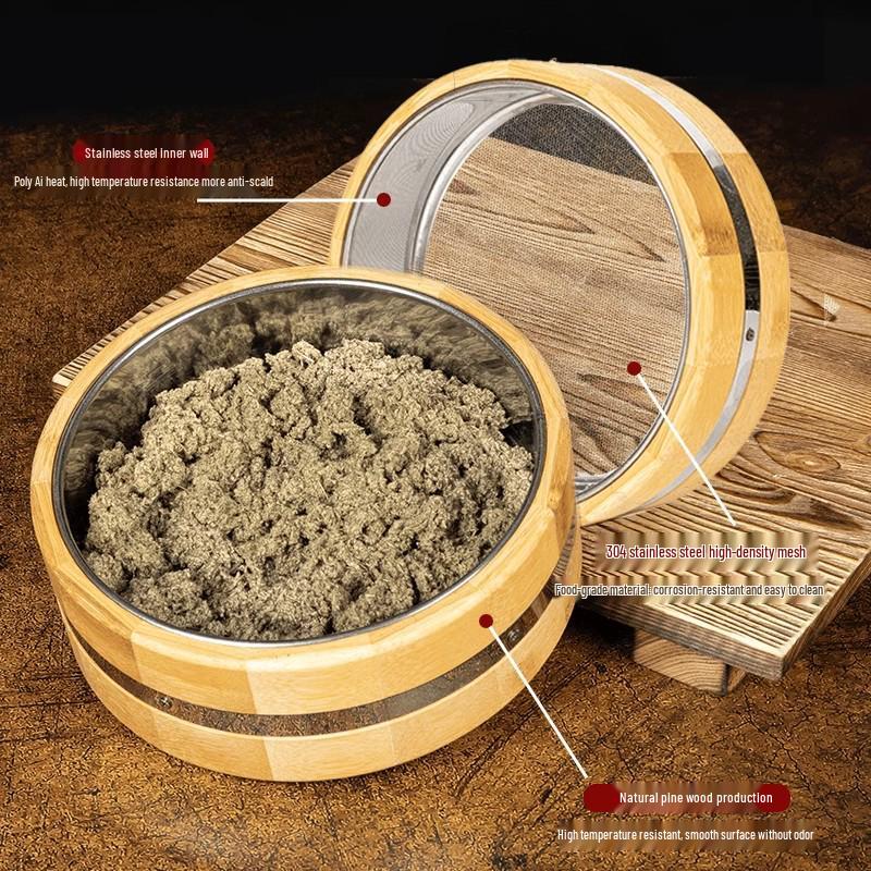 Portable Ginger Moxibustion Box with Lid, Bamboo Moxa Wool Device for Home Therapy