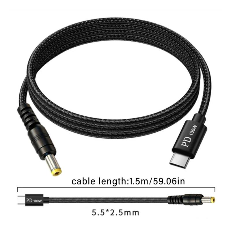 PVC Type C to DC5.5mm Chargers Cord Supporting 65W Fast Charge For Enhances Longevity And Portable Use