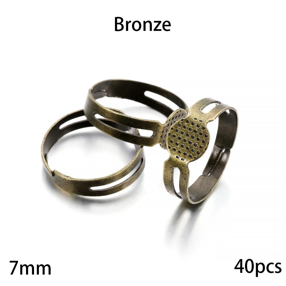 20-40Pcs/lot 7-10mm Metal Adjustable Blank Rings Setting For DIY Handmade Ring Jewelry Making Finding Supplies Accessories