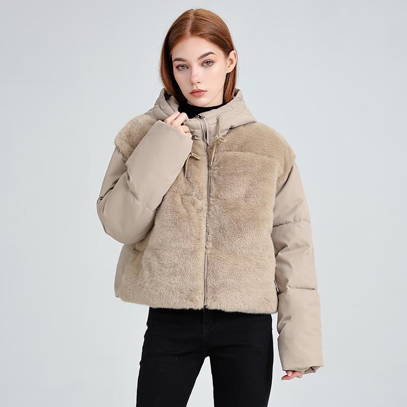 Thickened Splicing Jacket Women's Autumn and Winter New Loose Warm Padded Jacket Padded Coat