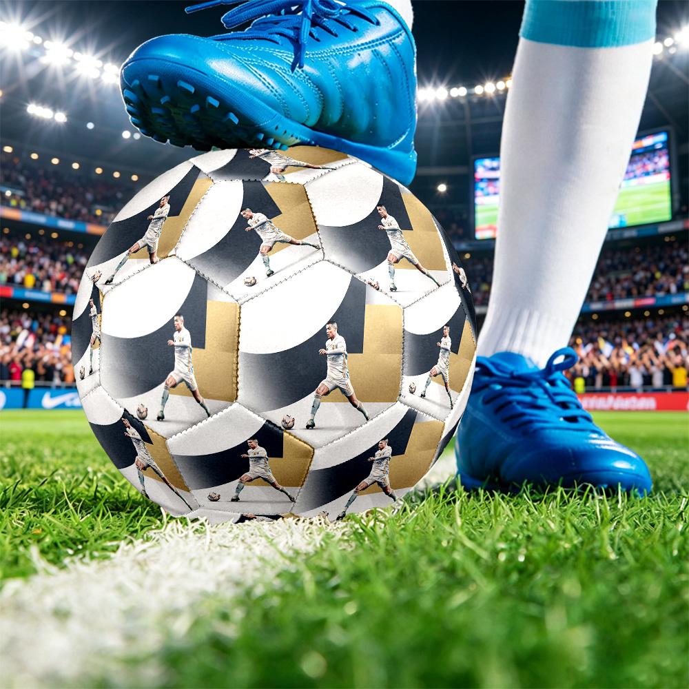 Cristiano Ronaldo Printed Size 5 Soccer Ball Wear Resistant Standard Adult Training Football Fan Gift for Indoor Outdoor Match Sports