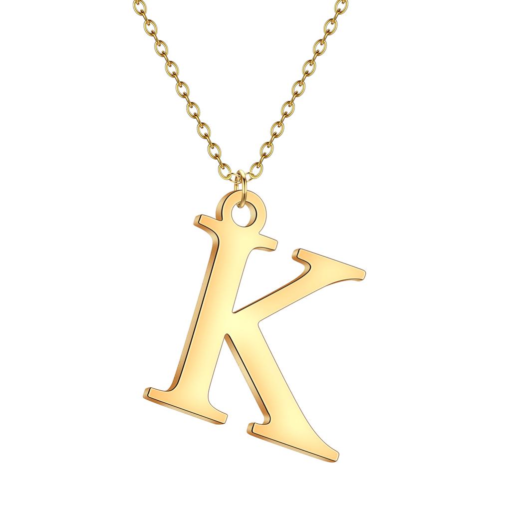 Kinitial A-Z English Alphabet Letter Pendants Necklaces For Women Metal Jewelry Simple Initial Chain Choker Collares