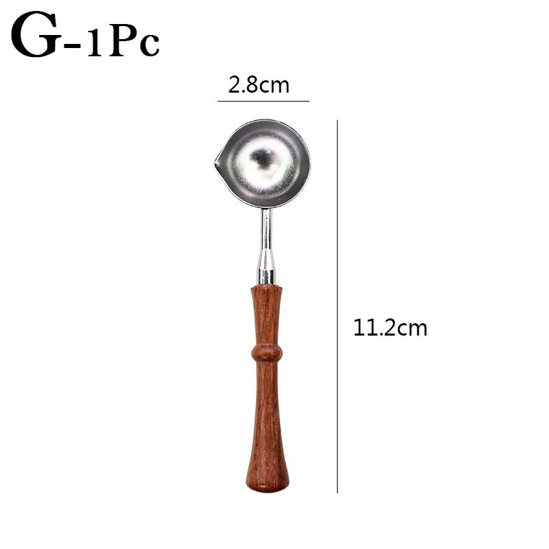 New Sealing Wax Spoon Anti-Hot Wood Handle Retro Wax Stamping Spoons Fire Paint Melting Firing Stamp Envelopes Card Metal Tool