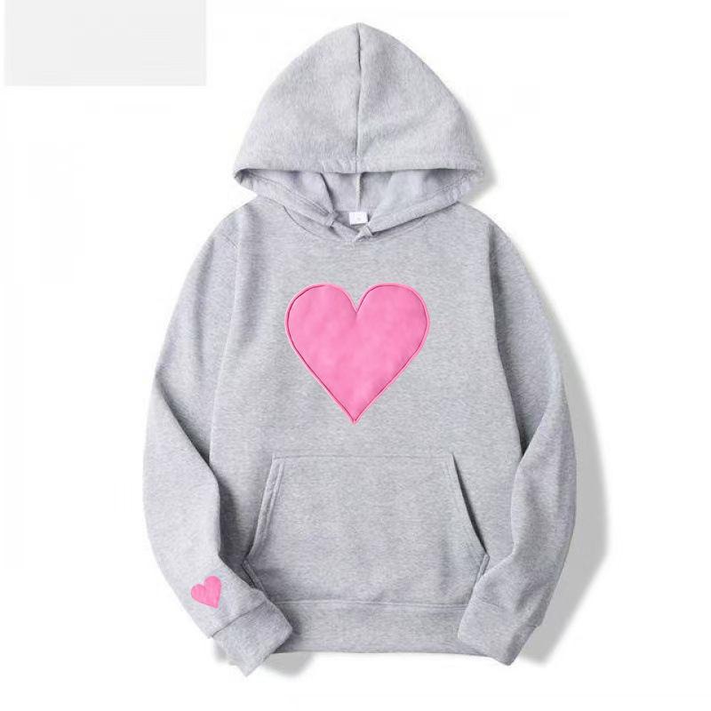 Heart-Shaped Valentine’s Day Loose Casual Couple Hoodie with Plus Velvet