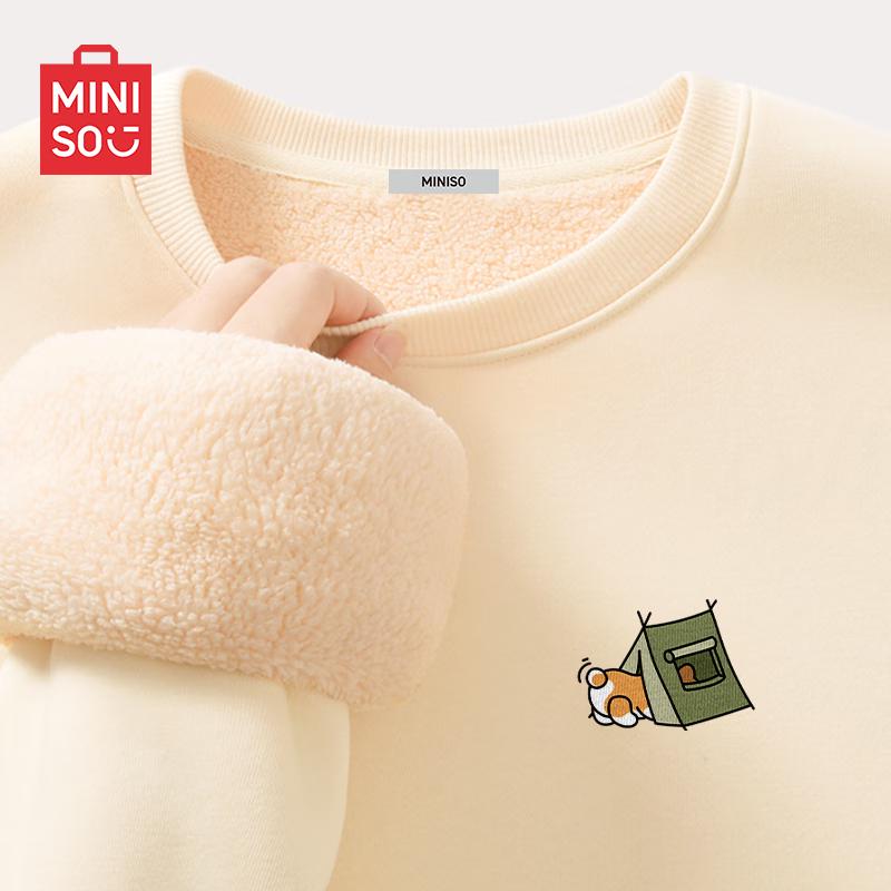MINISO Men's Fleece-lined Crewneck Sweatshirt