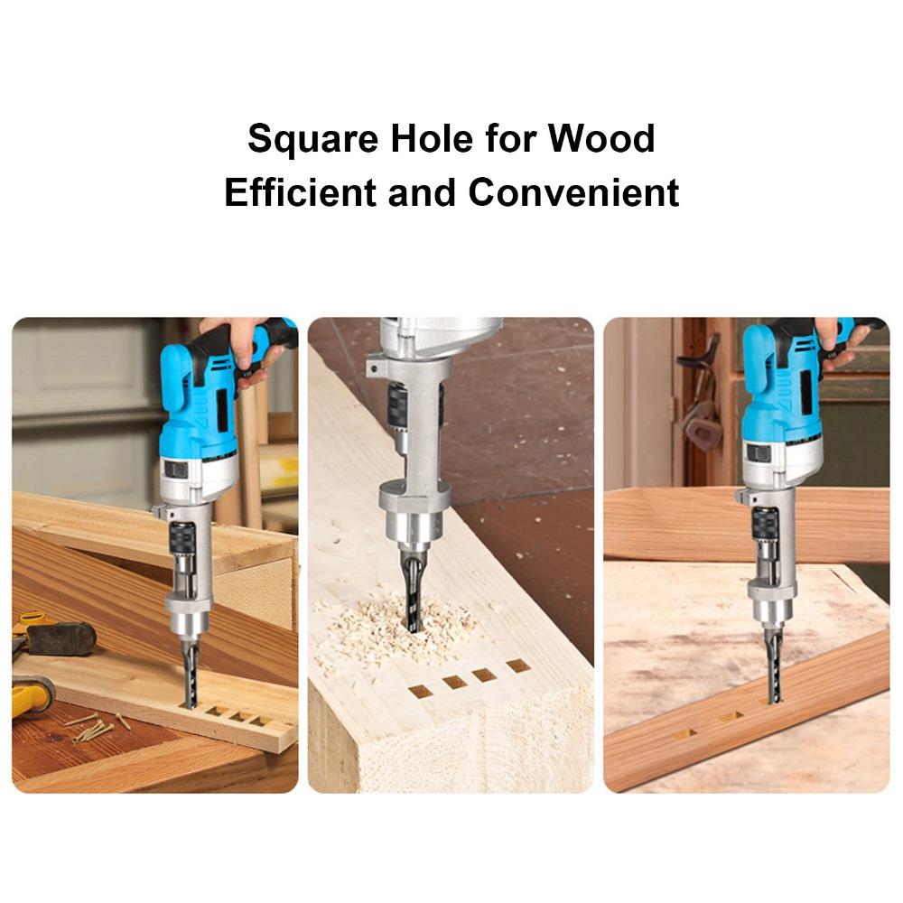 Aluminium Alloy Square Hole Drill Bit Adapter Cast Aluminum Easy Installation Mortising Attachment Fixed Bracket