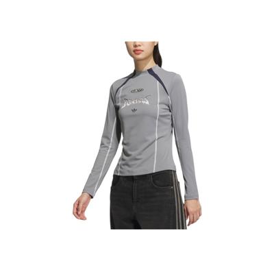 Originals Classic Sports Series Slim Fit Mock Neck Langarm-T-Shirt Damen Tops Grau JM8030