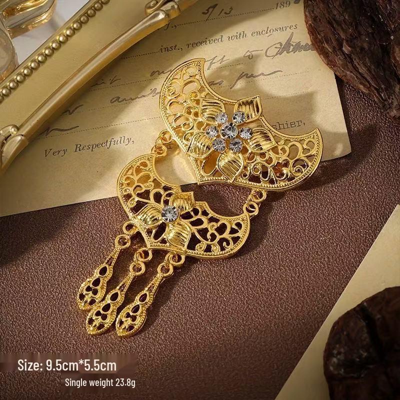 

Retro Muslim Fashion Brooch with Sparkling Rhinestones for Evening Dresses золотий
