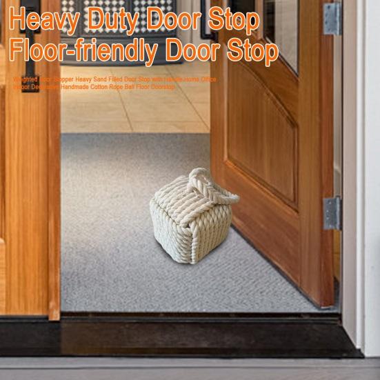 

Weighted Door Stopper Heavy Sand Filled Door Stop with Handle Home Office Indoor Decorative Handmade Cotton Rope Ball Floor Doorstop синій