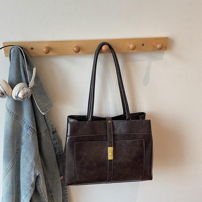 

Yogodlns Новая женская сумка, сумка для работы, большая вместимость, сумка-тоут под мышкой, модная, трендовая, ретро, на плечо no pendant кофейный