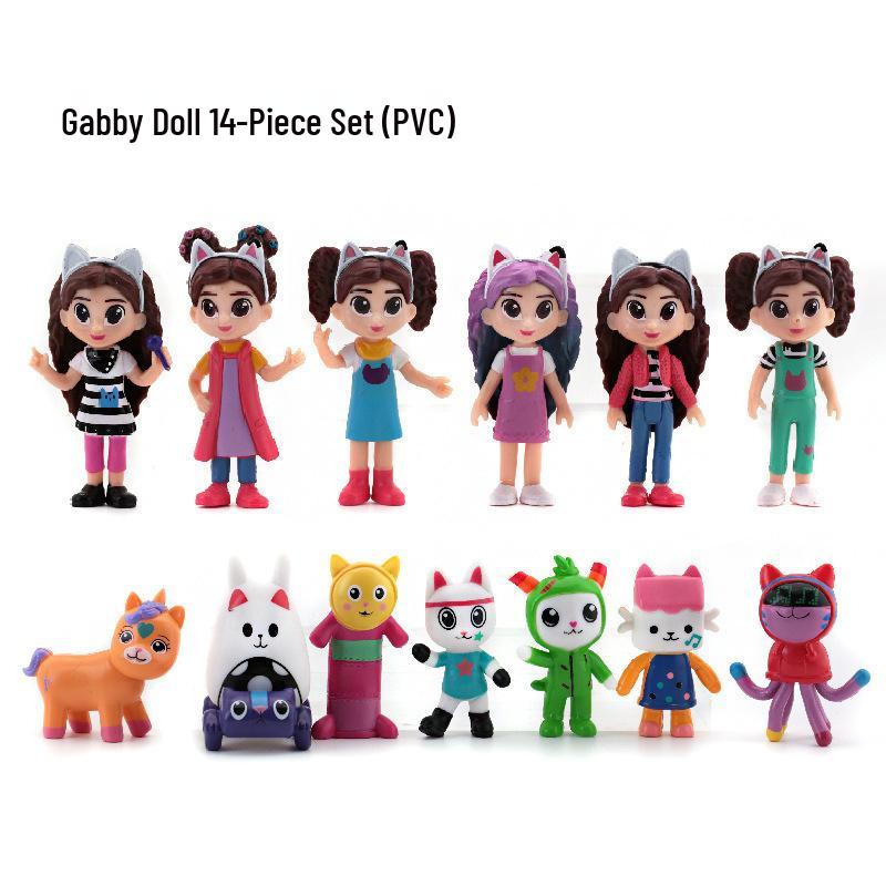 Set of 13 Gabby's Dollhouse Figures & Gashapon Dashboard Micro Landscapes