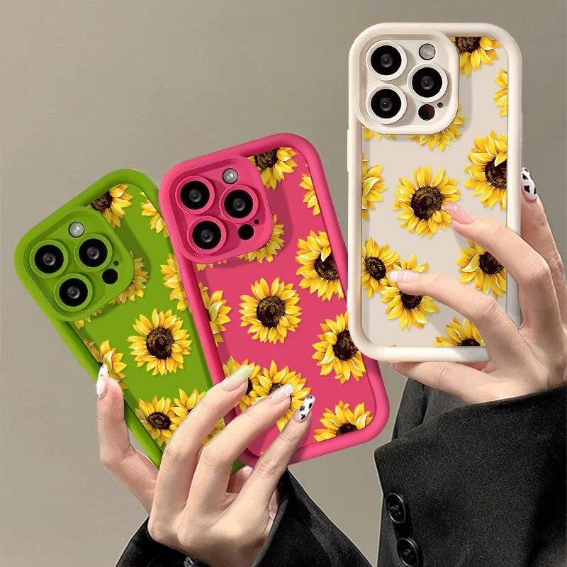 Daisy Flower Phone Case For iPhone 11 Case iPhone 15 14 Pro 13 12 Pro Max XR X XS Max 7 8 15 Plus SE 2020 Soft Candy Color Cover
