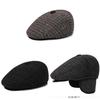 Checkered Men Pattern Duckbill Hat Ear Protection Cotton Cap Headwear Outdoor
