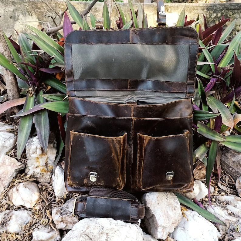 мужская кожаная сумка-мессенджер мужская кожаная сумка-мессенджер Портфель-ранец Планшет — фото 4