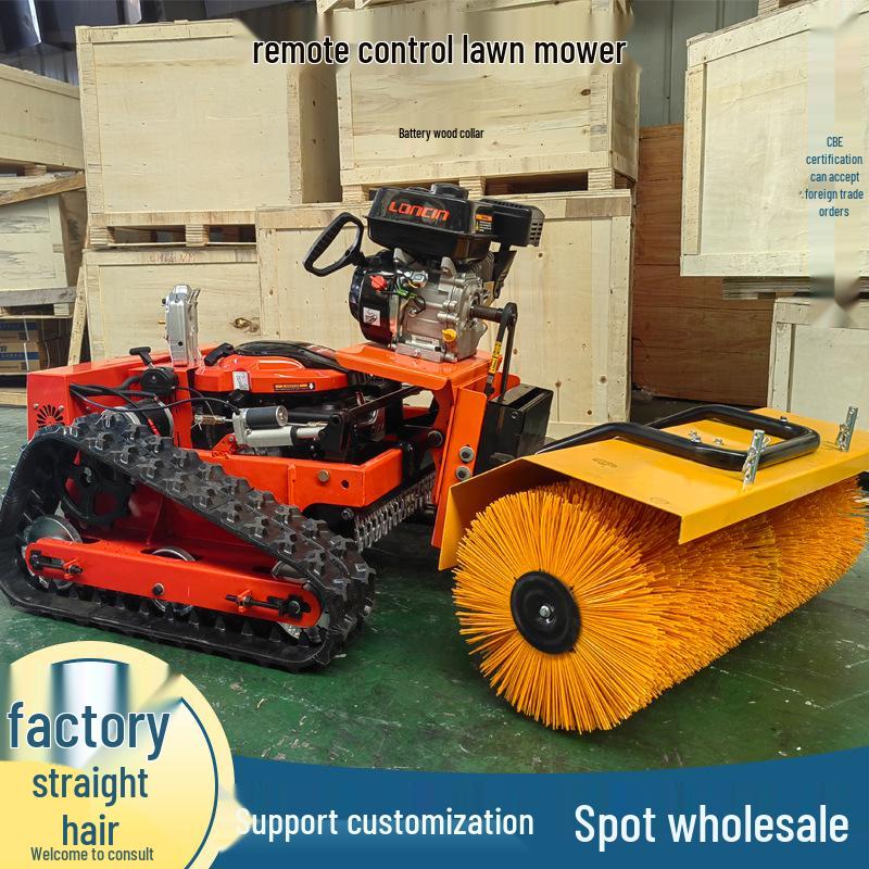 Tracked Dual-Use Remote Control Lawnmower & Snow Sweeper for Germany