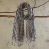 Pure Rain And Dew Linen Primary Color Navy Blue Small Checkered Scarf, Literary And Versatile Scarf