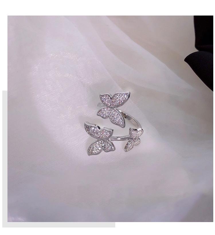 2025 New Butterfly Ring Female Niche Design Fashionable Personality Adjustable Opening Temperament Jewelry Accessories