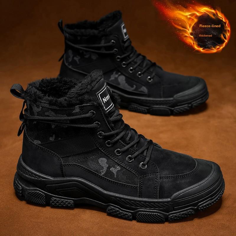 Winter Comfortable and Fashionable Trend Warm and Plush Casual Versatile Sports Anti Slip Men's Short Boots