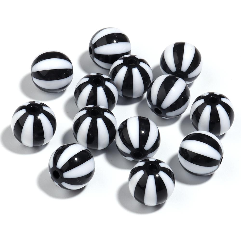 10-20pcs Acrylic Beads Big Hole Stripe Acrylic Beads Colorful Round Loose Spacer Beads For Jewelry Making DIY Bracelet Necklace
