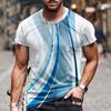 Summer Round Neck 3D Line Print Top Fashionable Casual Short Sleeved Men's T-shirts