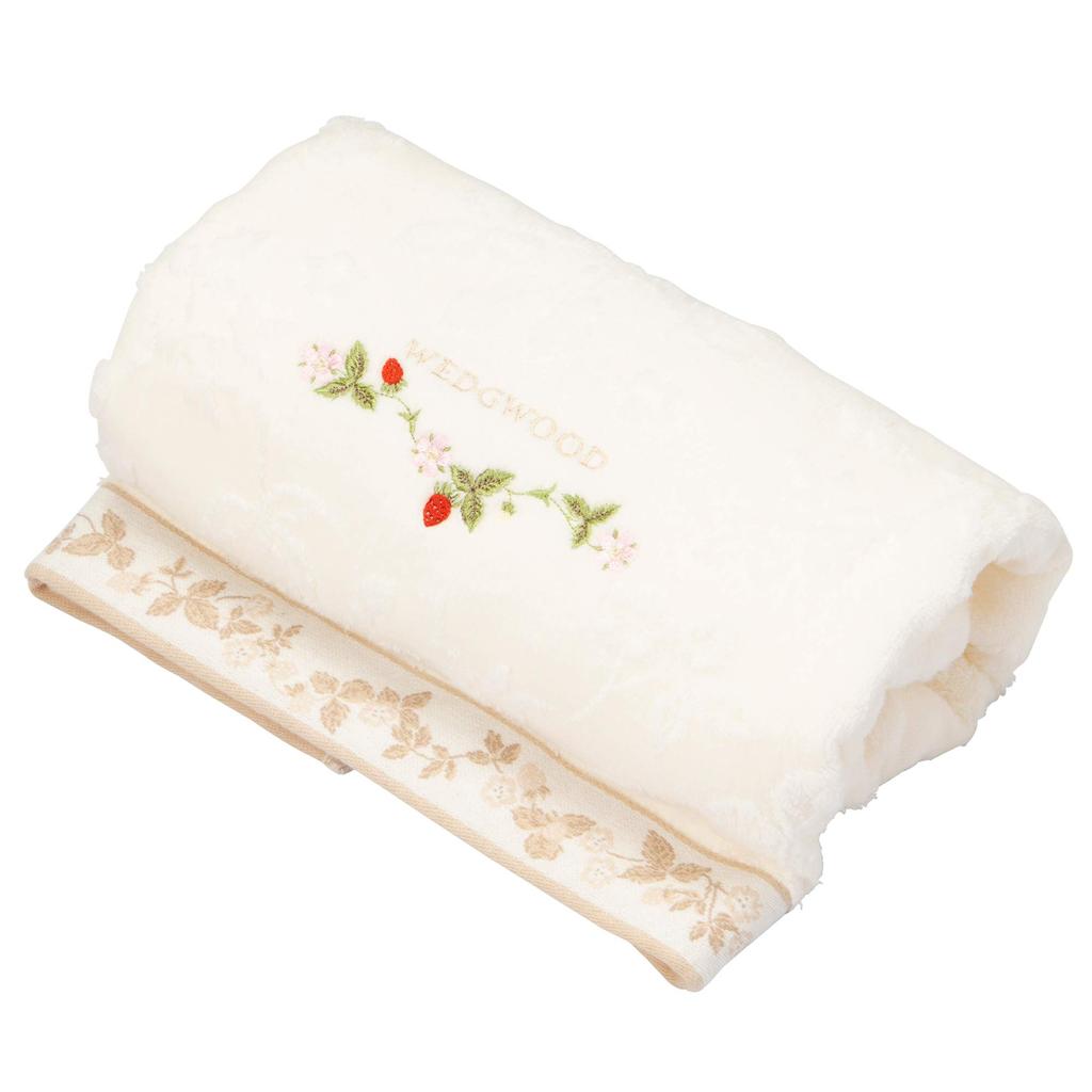 Nishikawa Bath Towel, 100% Cotton, Wedgwood Wild Strawberry, Strawberry Design, Smooth Shirring, Soft Ivory, TT11304606I