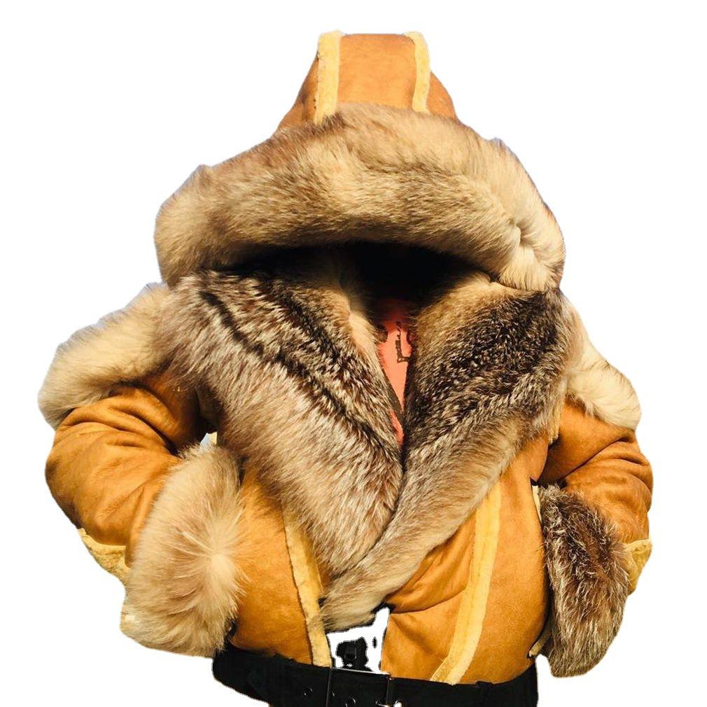 

Утолщенная мужская куртка с большим меховым воротником и капюшоном с длинным рукавом M