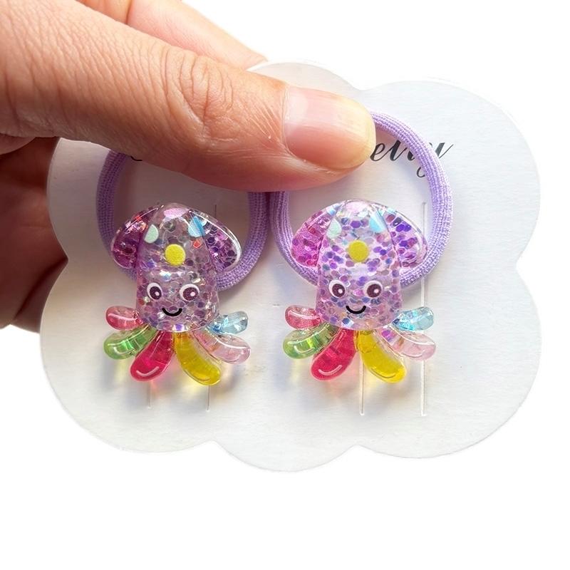 

2 шт. Эластичные резинки для волос с морскими животными для девочек, милые детские резинки для волос, детские головные уборы, красивые аксессуары для волос