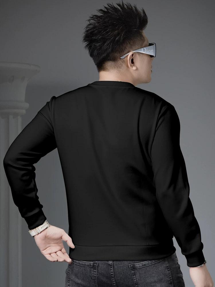 European High-End Rhinestone Printed Round-Neck Sweatshirt for Men, 2025 New Autumn Trendy Brand Long-Sleeve Top, Base Layer Shirt for Men