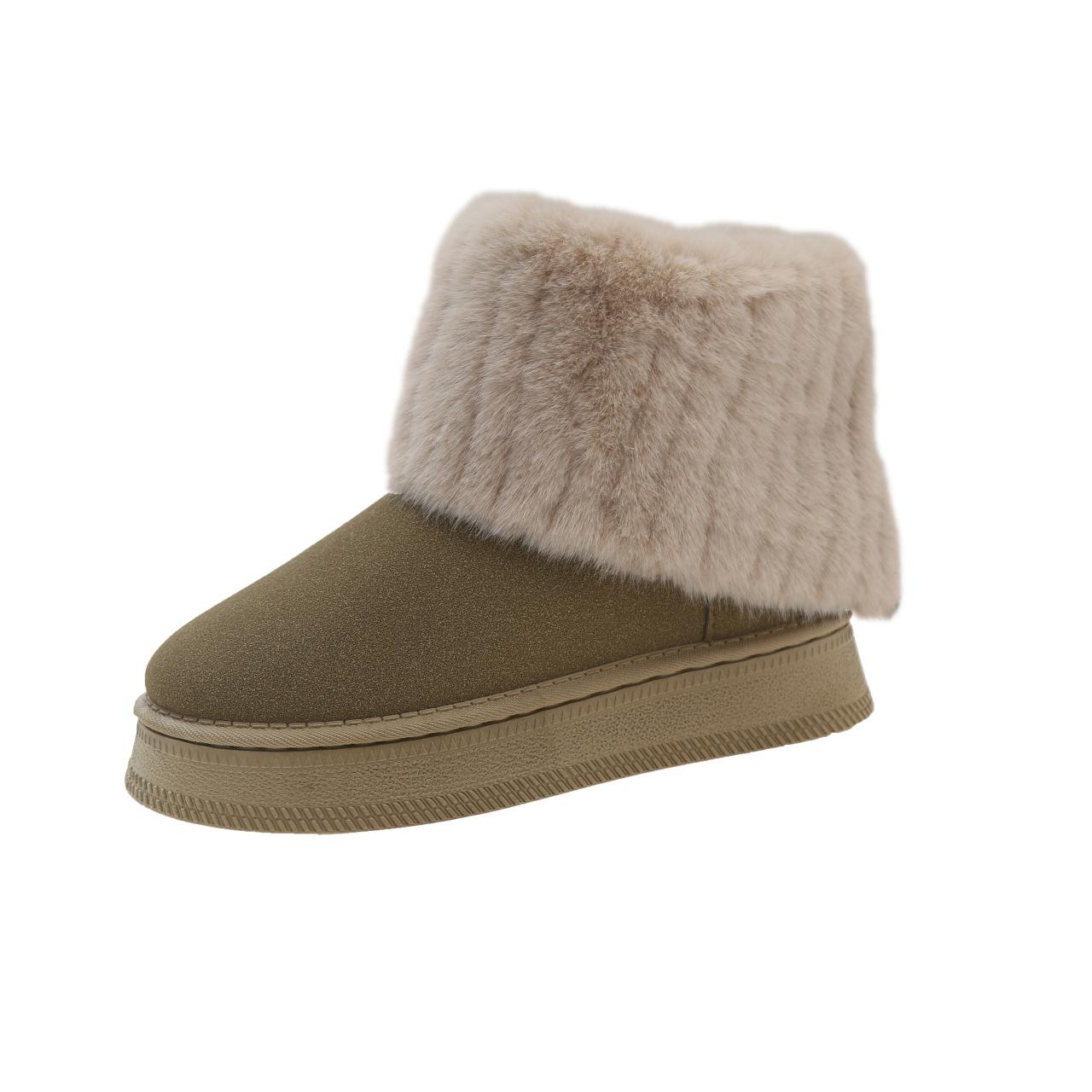 

Большие зимние ботинки на толстой подошве для женщин, новые зимние теплые ботинки средней толщины с фланцами из пушистого хлопка 42