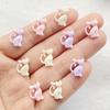 50pcs Colorful Resin Mini Cute Cartoon Heart Shaped Cat Head Nail Art Flat Back Figurines Scrapbook DIY Jewelry Decor Crafts