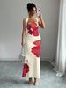 2026 European and American women's clothing explosive new neck halter long dress hip-wrapped printed dress