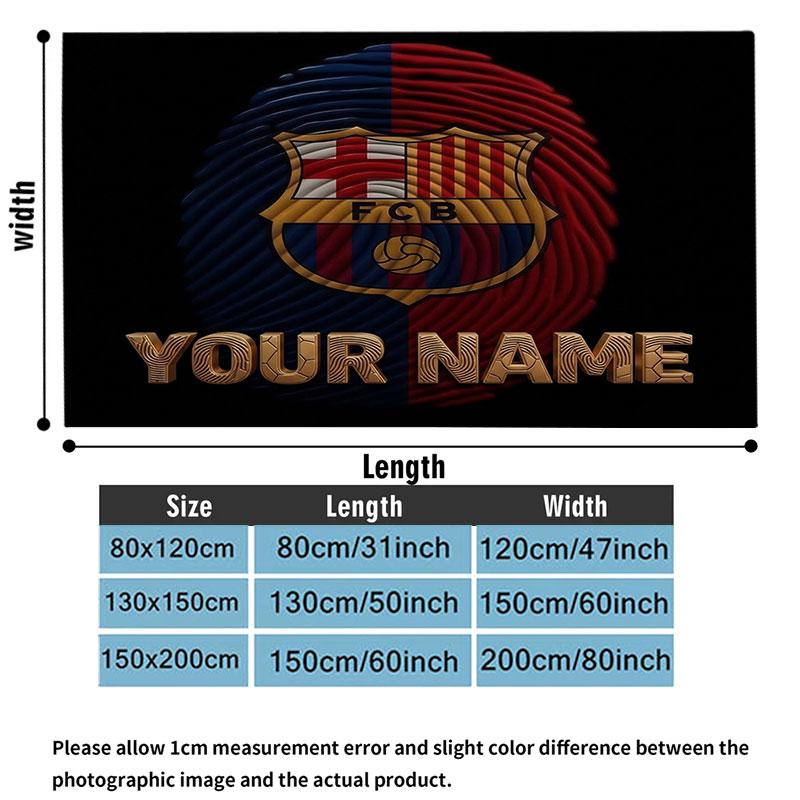 1PC FC Barcelona Custom Name Patterned Flannel Blanket Suitable For All Seasons for Home Decor Warmth and Comfort Gifts Holiday Present