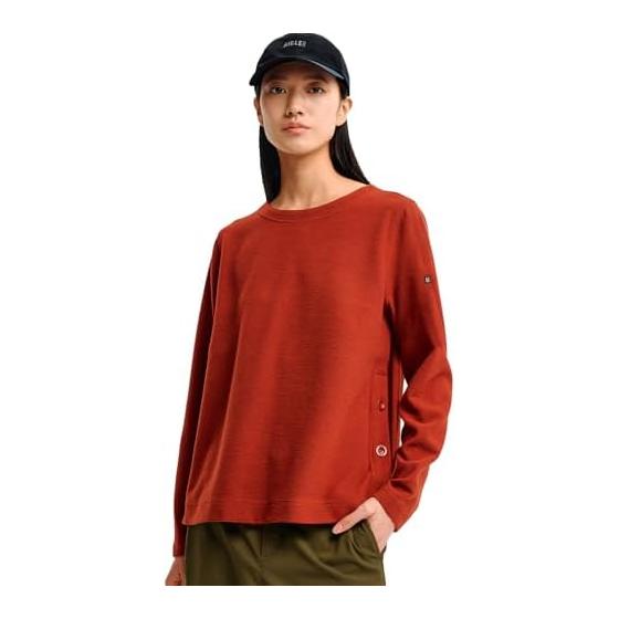 AIGLE Fleece [Official] Side Slit Button Crew Neck Fleece Pullover Women s