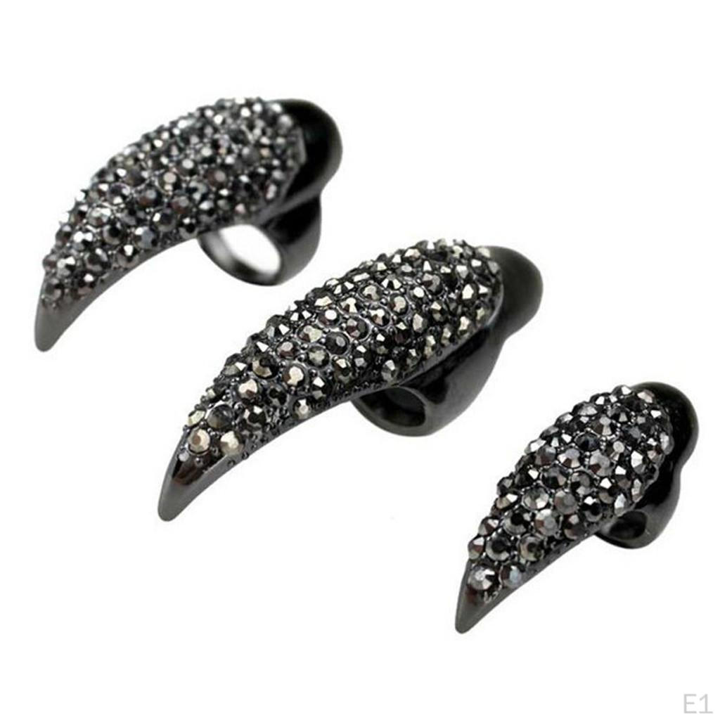 5 Pcs Glitter Nail Ring Womens Jewel Rhinestone Tip Charms