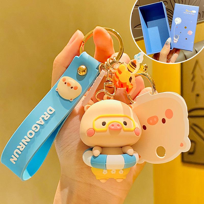 Cute Pig Keychain for Women: Couple Backpack Pendant & Electric Car Charm