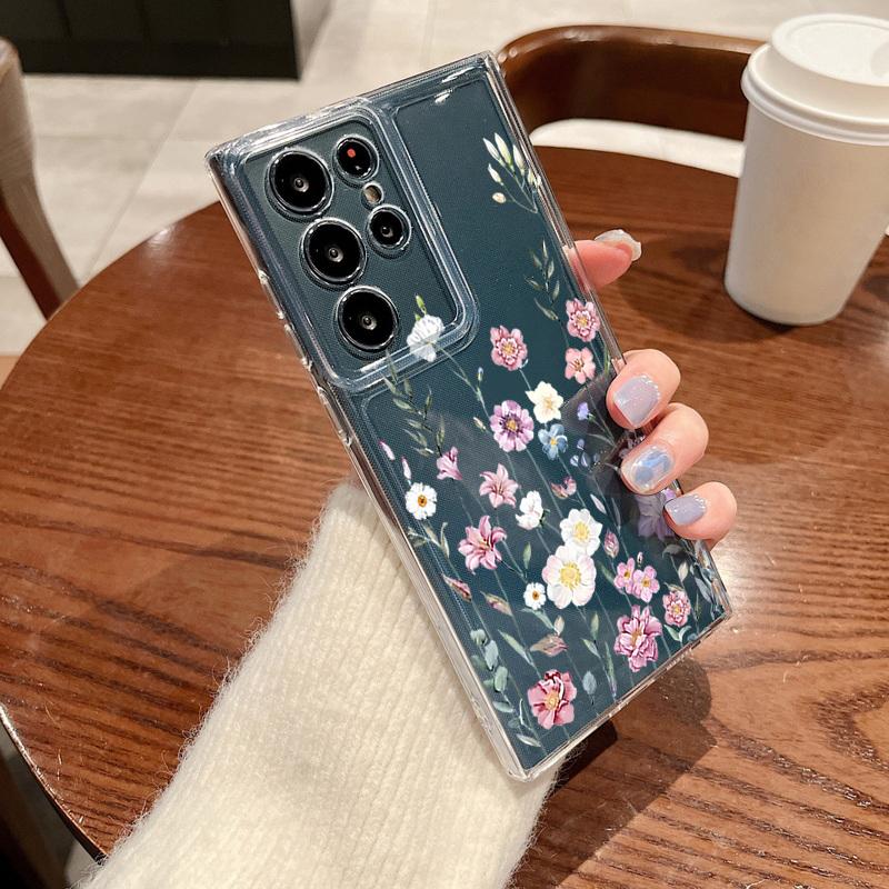 Small Flower Pattern Phone Case For Samsung Galaxy S26 S25 S24 S23 Ultra S22 Plus S24 S21 FE S25 Edge Shockproof Clear TPU Cover