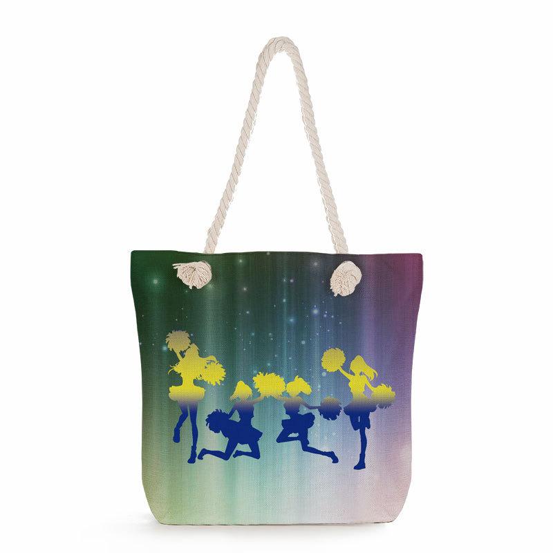 Multifunctional Rhythmic Gymnastics Printed Thick Rope Shoulder Beach Bag 7580
