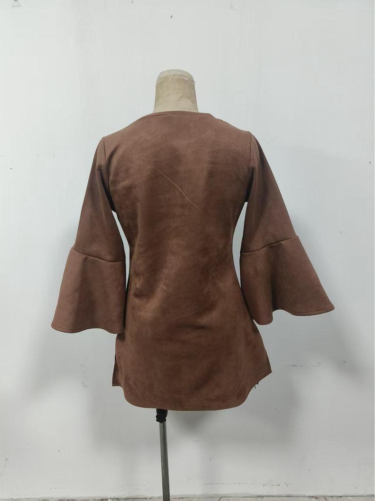 Retro Bell Sleeve Tassel Loose Dress for Women
