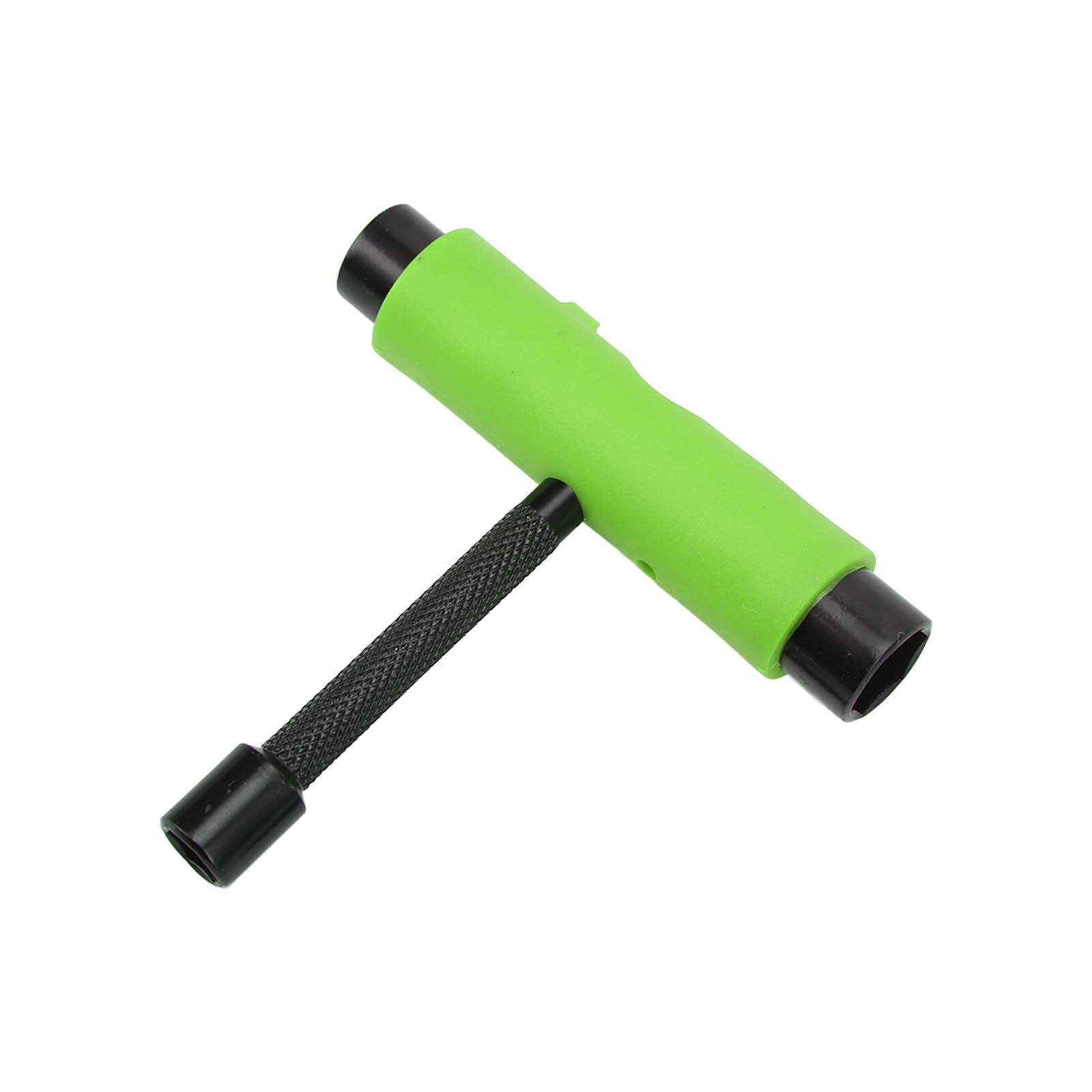 

Skate Wrench 3 Holes T Shaped L Shaped Slide Plate Maintenance Wrench for SkateboardsGreen зелёный