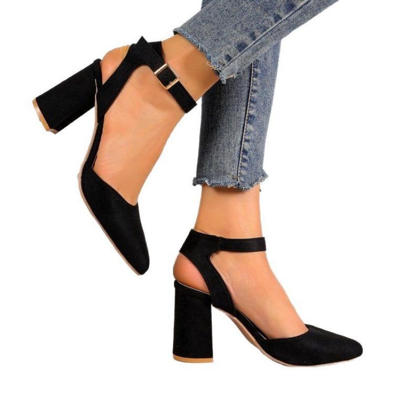 Thick-heeled High Heels and Pointed-toe Single Shoes
