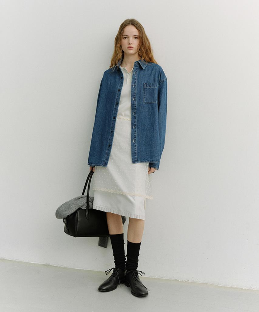 Deonseuteu Unisex Oversized Denim Shirt_Udsh6A102_Classic Blue
