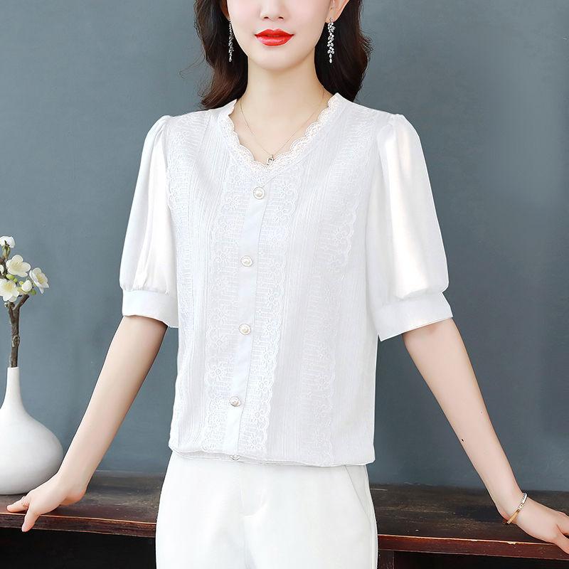 

Лето-Осенние универсальные шифоновые пуловеры с темпераментом для женщин, новая офисная женская рубашка, футболка, топы L белый