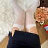 Women's Sexy Suspender Thigh High Stockings Velvet Thin Black and White Irregular Exposed Skin JK Japanese Over-the-knee Socks